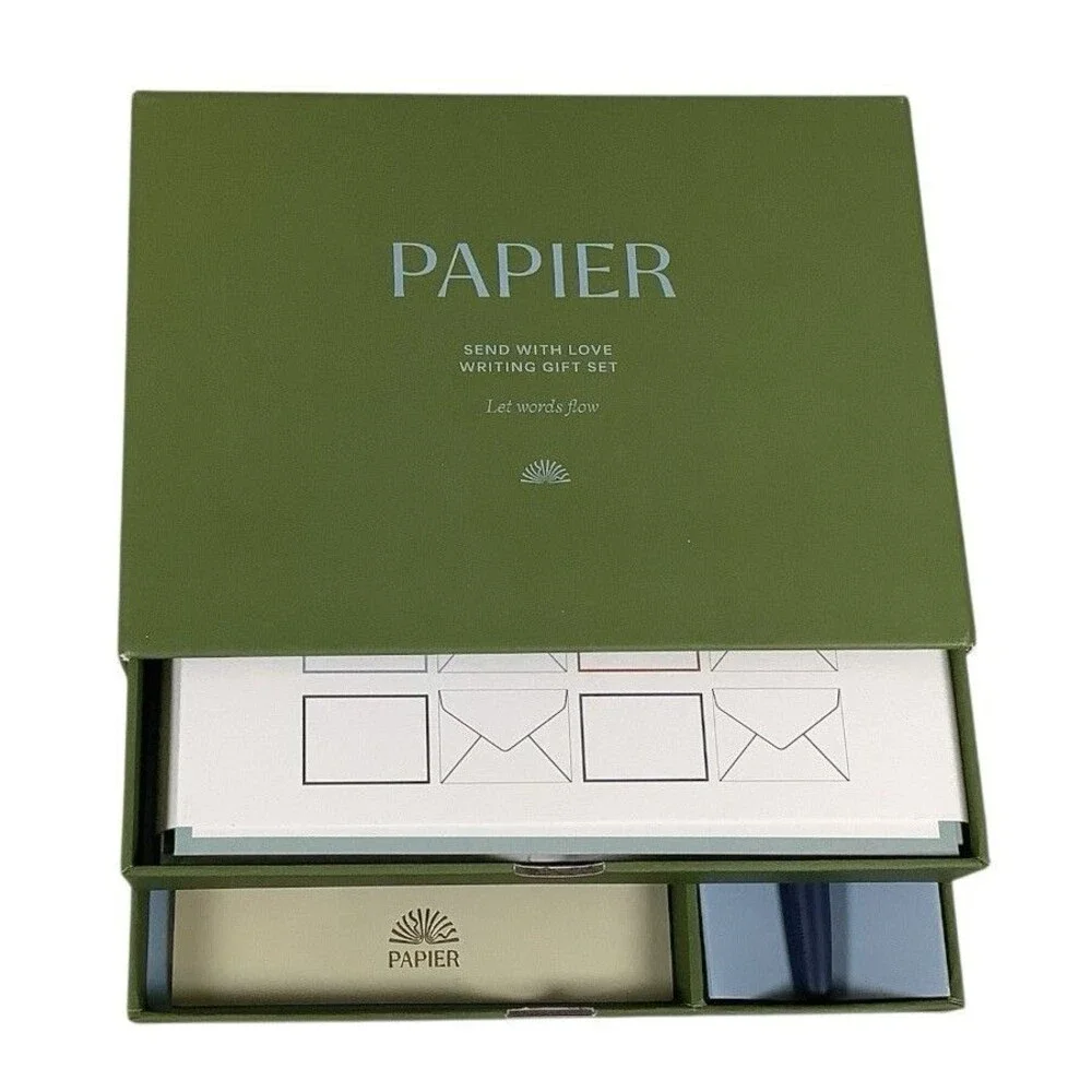 Papier Writing Notecard Set Includes Fountain Pen 16 Notecards Envelopes Seals